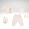 Ananas Desenli Bebek Zıbın Seti - 3 Ay - 5 Parça - Pamuklu ve Yumuşak - Bebek Kıyafetleri