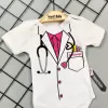 Doktor Desenli Çıtçıtlı Zıbın - Yenidoğan Giysileri - Mavi Pamuklu Kumaş - 0-6 Ay