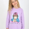 Kız çocuk let your dreams fiyonklu kız baskılı uzun kol pijama takımı