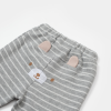 Unisex yıldız baskılı kedicik nakışlı cepli gri renkli çizgili pantolonlu 2li takım