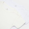 Unisex jakar desenli 2li Yarım Kol Organik Bebek Body - Beyaz/Ekru - 3 - 24 ay