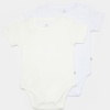 Unisex jakar desenli 2li Yarım Kol Organik Bebek Body - Beyaz/Ekru - 3 - 24 ay