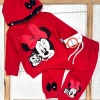 Kız bebek mickey baskılı kapşonlu -kırmızı renk pantolonlu 2li takım