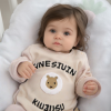 Kız Bebek Tulum | Annesinin Kuzusu | 3-6-9-12 Ay | Krem