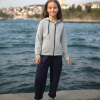 Gri Kapşonlu Fermuarlı Erkek Çocuk Hırkası | 9-12 Yaş | Uzun Kollu