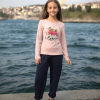 Çocuk Sweatshirt, Pembe Sevgi Temalı Uzun Kol Kazak