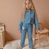 Kız Çocuk barbie nakışlı -kot takım