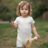 Unisex jakar desenli 2li Yarım Kol Organik Bebek Body - Beyaz/Ekru - 3 - 24 ay