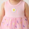 Kız Bebek Çiçek Nakışlı Tüllü Sıfır Kol Pembe Renk Elbise
