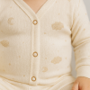 Erkek Bebek Önden Çıtçıt Detaylı Bulut Ve Ay Baskılı Uzun Kollu Pijama Takımı