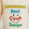 Ünisex Anneannem Beni Çok Seviyor Yazılı Sıfır Kollu Çıtçıtlı Bady
