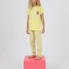 Kız Çocuk I Love You Berry Much Yazılı Çilek Baskılı Sarı Renk Pijama Takımı