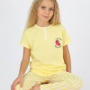 Kız Çocuk I Love You Berry Much Yazılı Çilek Baskılı Sarı Renk Pijama Takımı