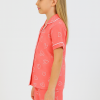 Kız Çocuk Kalp Baskılı Önden Düğmeli Kısa Kollu Pamuklu Pijama Takımı