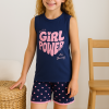 Kız Çocuk Girl Power Baskılı Askılı Kollu Şortlu Pijama Takımı