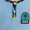 Erkek Çocuk Skate Yazılı Kısa Kollu Pamuklu Mavi Renk Pijama Takımı