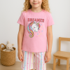 Kız Çocuk Unicorn Baskılı Dreamer Yazılı Lısa Kollu Kaprili Pijama Takımı