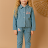 Kız Çocuk Barbie Nakışlı - Kot Takım