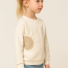 Kız Çocuk Örgü Papatyalı 3ip Krem Renk Sweatshirt