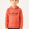 Erkek Çocuk The World Is Yours Yazılı Kapşonlu 2 Ip Turuncu Renk Sweatshirt