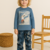Erkek Çocuk Colorado Baskılı Uzun Kollu Pamuklu Turkuaz Renkli Pijama Tk.