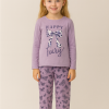 Kız Çocuk Happy Place Paris Kurdela Baskılı pijama takımı