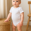 Unisex Jakar Desenli 2li Yarım Kol Organik Bebek Body - Beyaz/ekru - 3 - 24 Ay