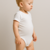 Unisex Jakar Desenli 2li Yarım Kol Organik Bebek Body - Beyaz/ekru - 3 - 24 Ay