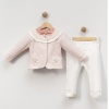 Kız Bebek çiçek cep detaylı ceket-gömlek pantolon takım