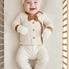 Erkek Bebek düğmeli-fiyonklu 4lü zıbın takımı