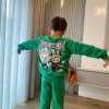 Erkek çocuk monsters yazılı-yeşil renk labubu baskılı takım