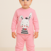 Kız Bebek Pembe 2li Takım | Sweat & Ve Eşofman Alt | 0 - 6 Ay | Tavşan Desenli