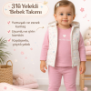 Kız Bebek çiçek desenli- kapşonlu -şişme yelekli -takım