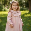 Kız Bebek yakası çiçek nakışlı kol uçları fırfırlı elbise