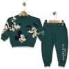 Erkek Çocuk mickey baskılı 3 ip şardonsuz yeşil renk takım