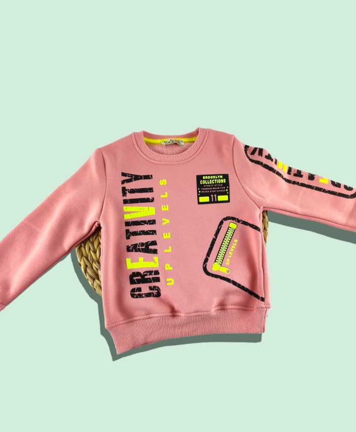 Kız Çocuk Sweatshirt | 3 Yaş | Pudra | Uzun Kol