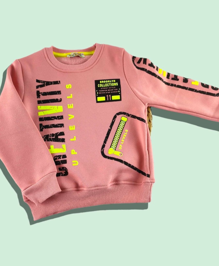 Kız Çocuk Sweatshirt | 3 Yaş | Pudra | Uzun Kol