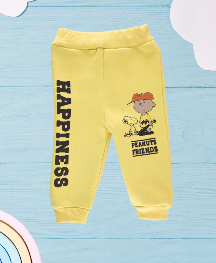 Erkek Bebek Kışlık Sarı Kumaş Alt Üst Takım - 9 - 12 - 18 Ay - Pamuklu, İkili Takım