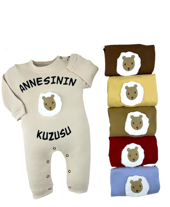 Kız Bebek Tulum | Annesinin Kuzusu | 3-6-9-12 Ay | Krem