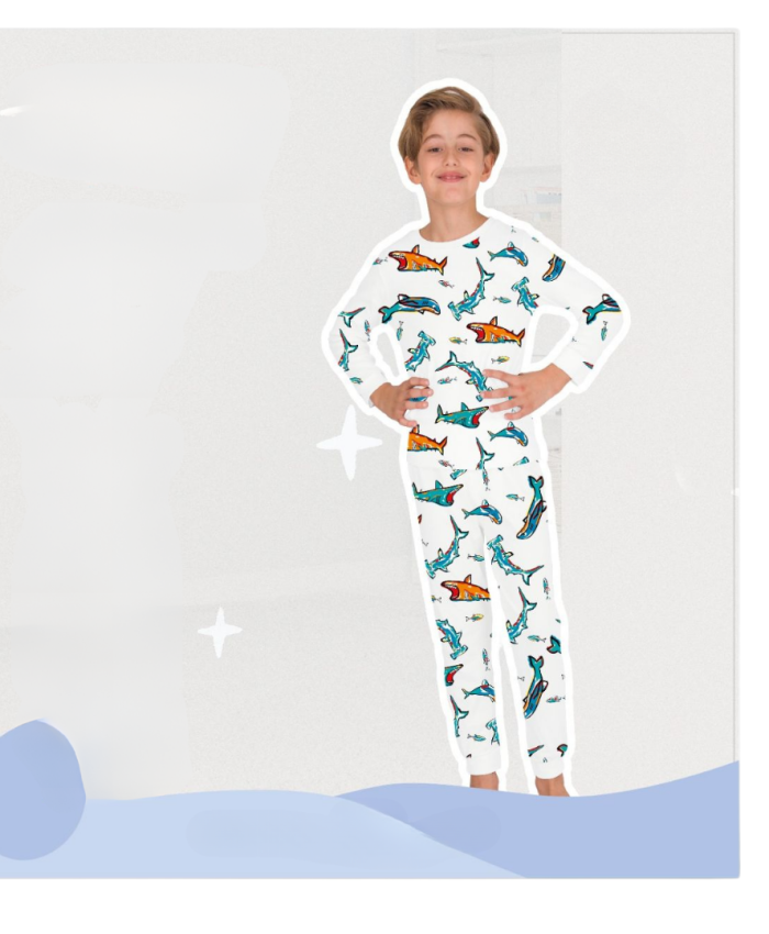 Erkek Çocuk Köpek Baskılı Pijama Takımı | Beyaz Renk | 1 - 5 Yaş | Alt & Üst Takım