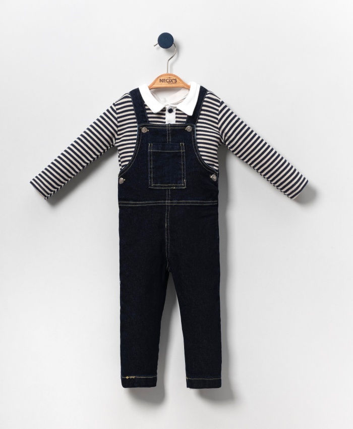 Kız Çocuk Salopet Takım | Sweat & Kot Salopet | Mavi | 3 - 6 Yaş