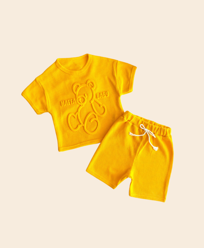 Ayıcık Desenli Sarı Bebek Takım | 6 - 24 Ay | Tshirt & Şort