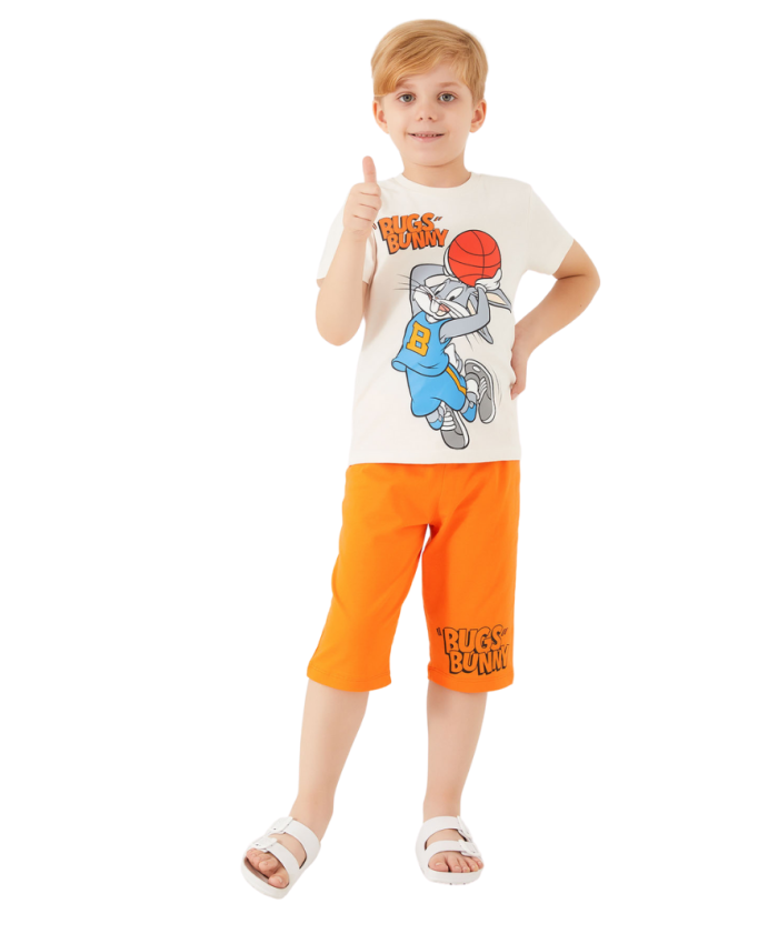 Bugs Bunny Baskılı Erkek Çocuk Takım | Turuncu | 5 - 9 Yaş