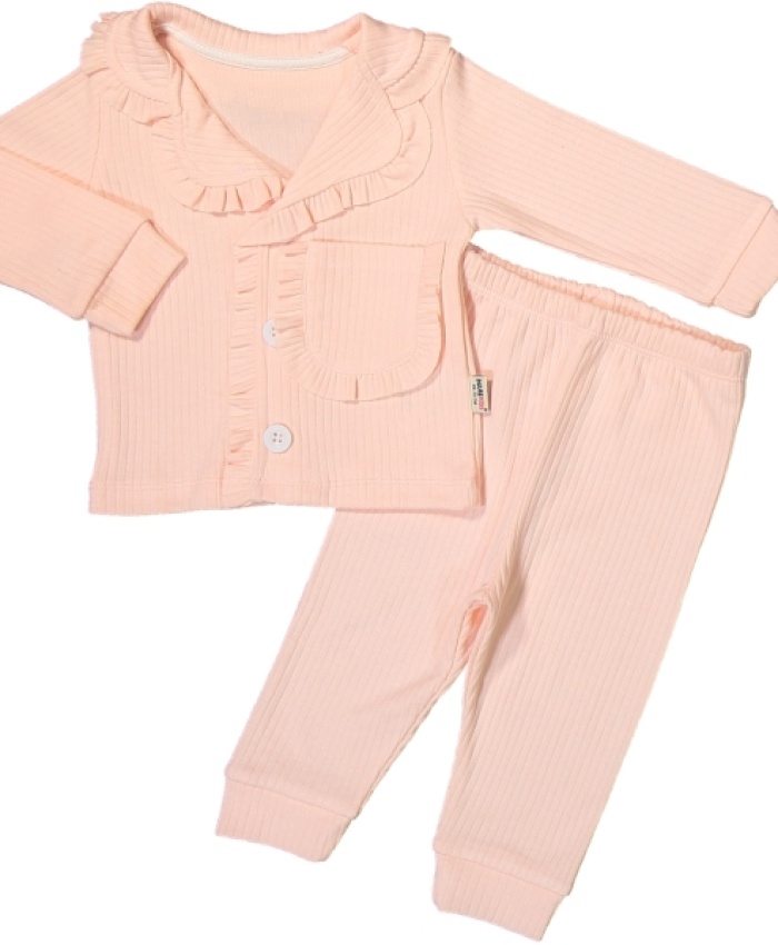 Kız Bebek Pijama Takımı | Punda | Düğmeli | Alt & Üst Pijama Takımı | 6 - 18 Ay