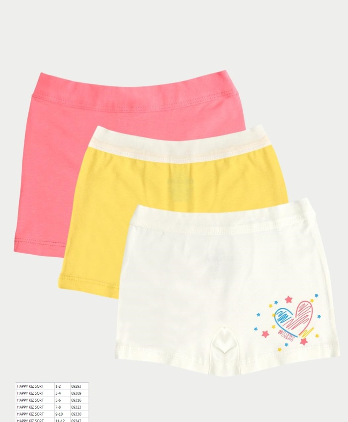 Kız Çocuk Boxer - 3lü Takım - Pamuklu - 1-4 Yaş - Renkli - Rahat
