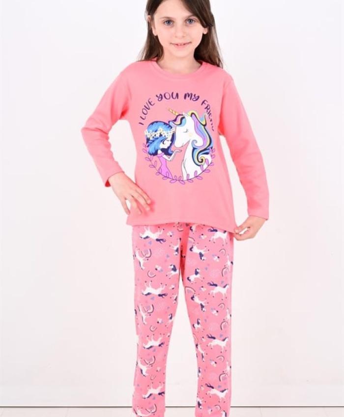 Kız Çocuk Unicorn Desenli Pijama Takımı | 1 Yaş | Pembe Renk