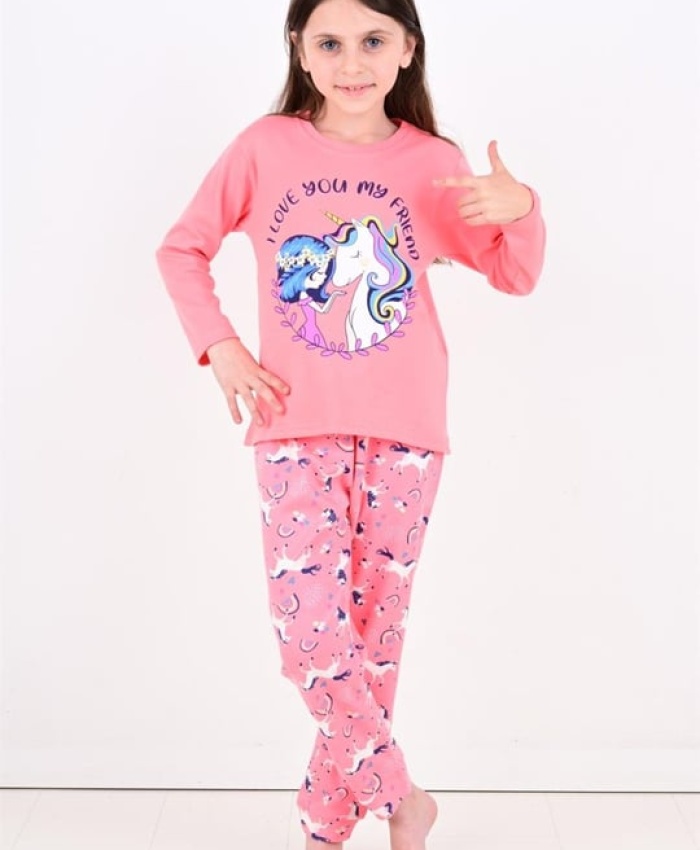Kız Çocuk Unicorn Desenli Pijama Takımı | 1 Yaş | Pembe Renk