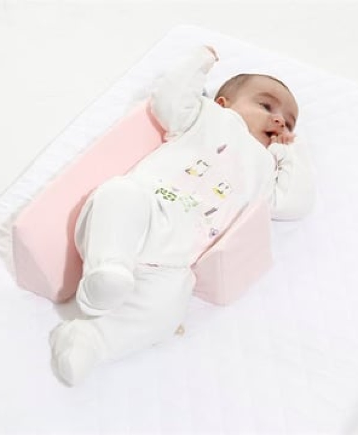 Bebek yan yatış yastığı - biorganik - pembe - ekru - mavi renk