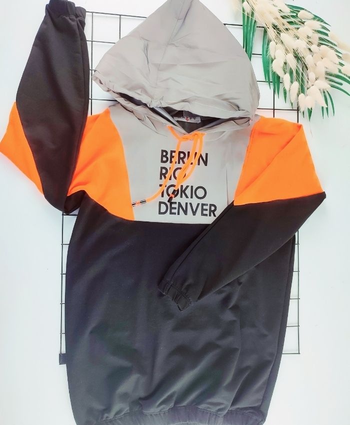 Kız Çocuk Turuncu Uzun Sweatshirt: Rahat Kesim ve Şık Tasarım!