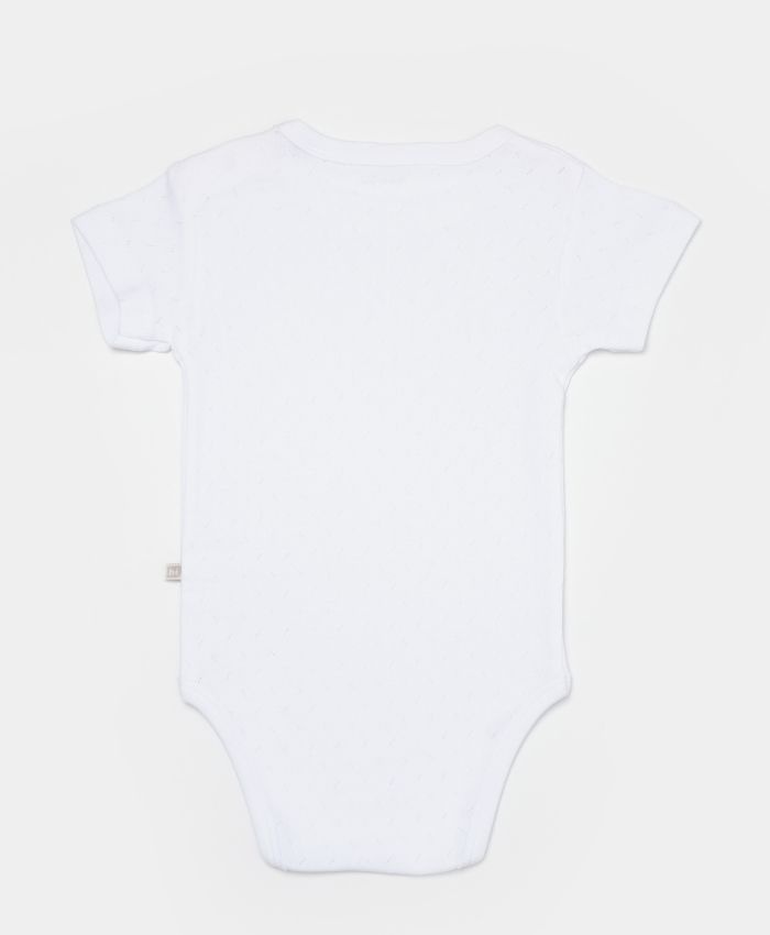 Unisex jakar desenli 2li Yarım Kol Organik Bebek Body - Beyaz/Ekru - 3 - 24 ay